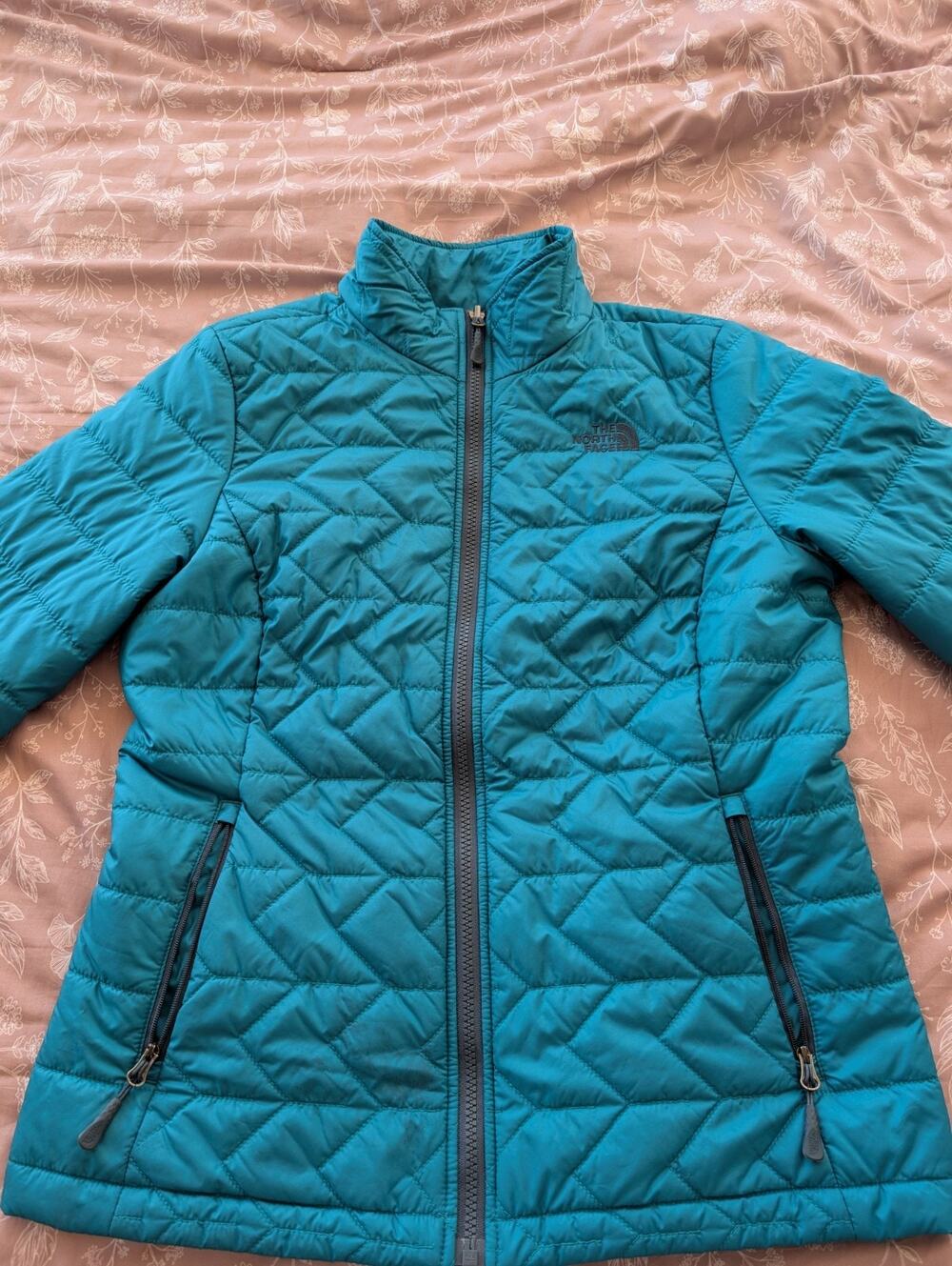 Womens The NORTH FACE Teal blue quilted full-zip Tamburello Puffer Jacket Medium
